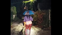 THIGH HIGH STILETTO BOOTS & BOOTY SHORTS WALKING IN THE RAIN!